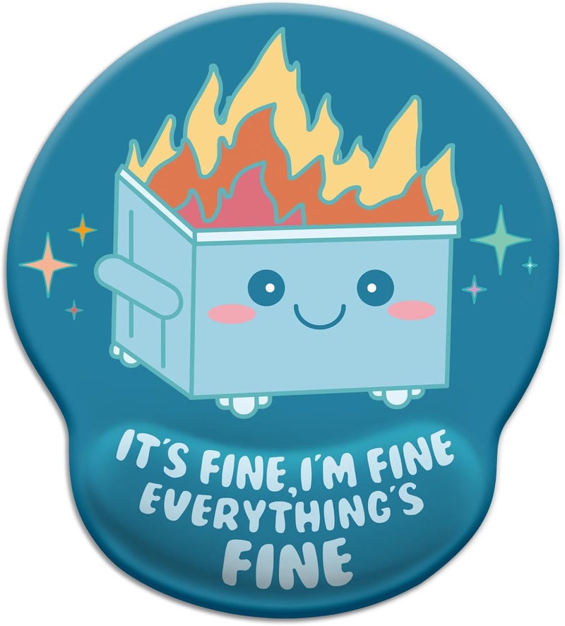 Blusabaca Dumpster on Fire Mouse Pad with Wrist Rest, Funny Cute Ergonomic Mouse Pads for Desk Wrist Support, Mousepad for Wireless Mouse Gaming Work Home Desk Accessories Office Supplies Decor Women - Image 1